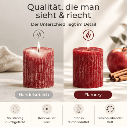 Premium Duftkerze rustik gebürstet Ø 70 x 150 mm mit Duft Vanille