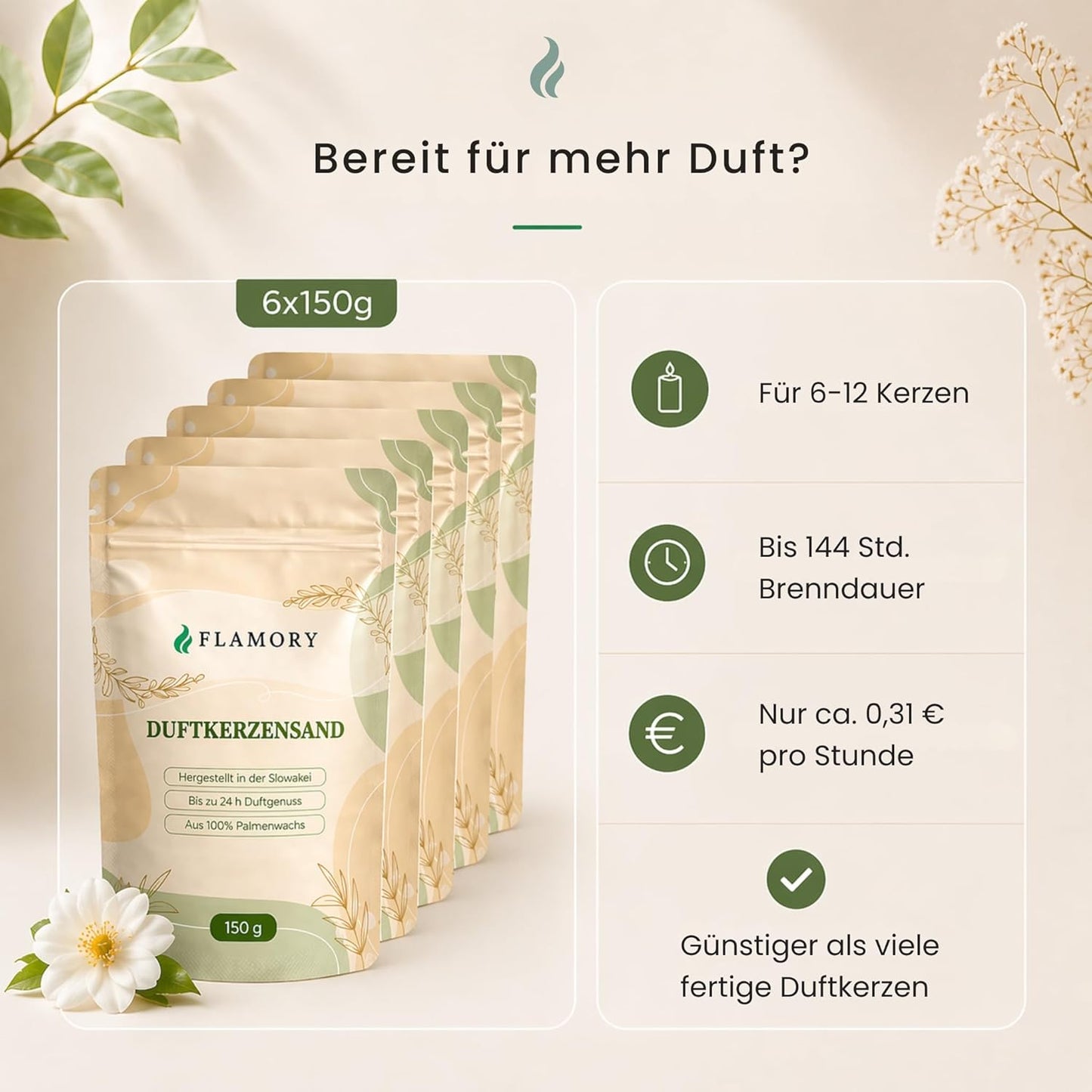 Flamory Duftkerzensand Probierset 6 x 150g