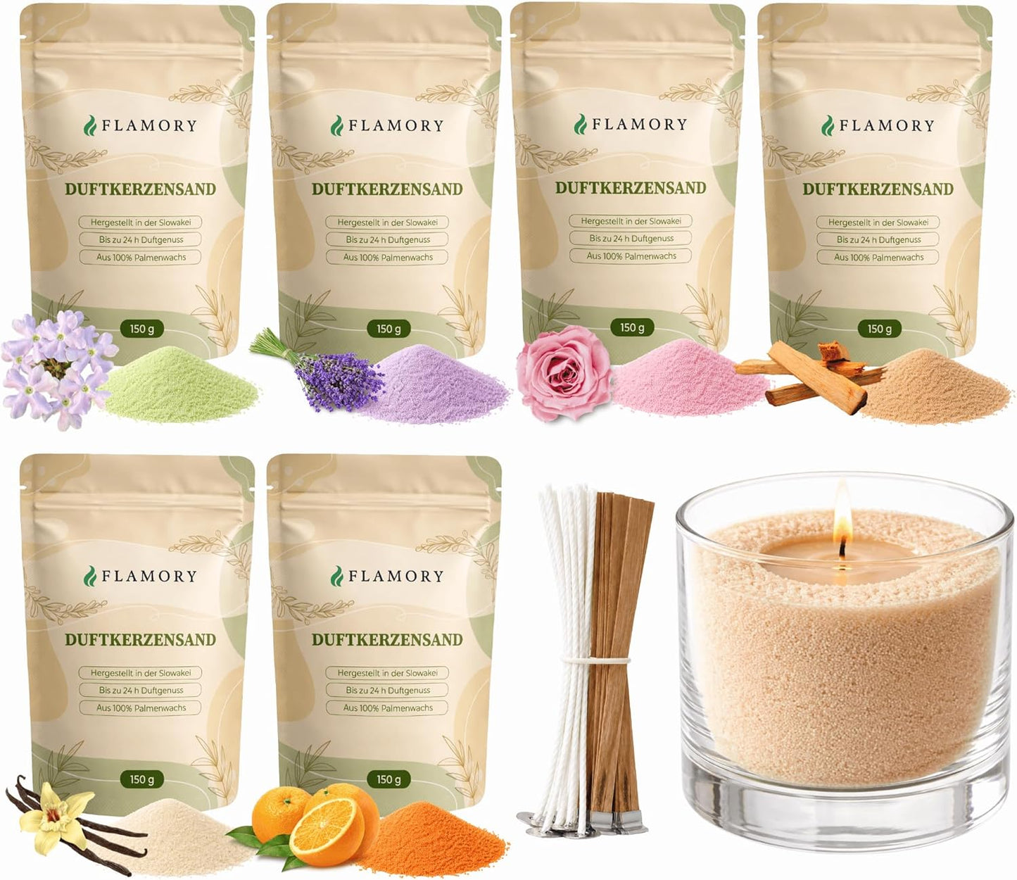 Flamory Duftkerzensand Probierset 6 x 150g