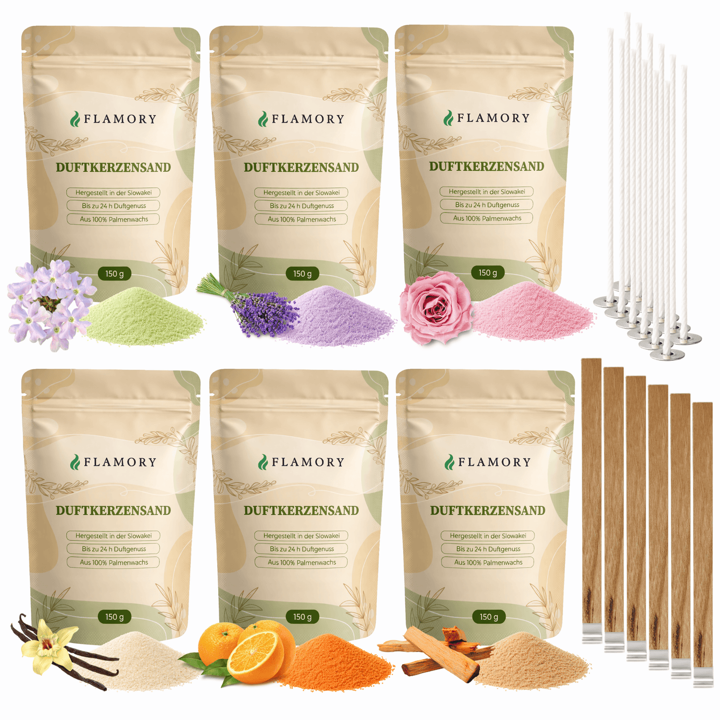 Flamory Duftkerzensand Probierset 6 x 150g
